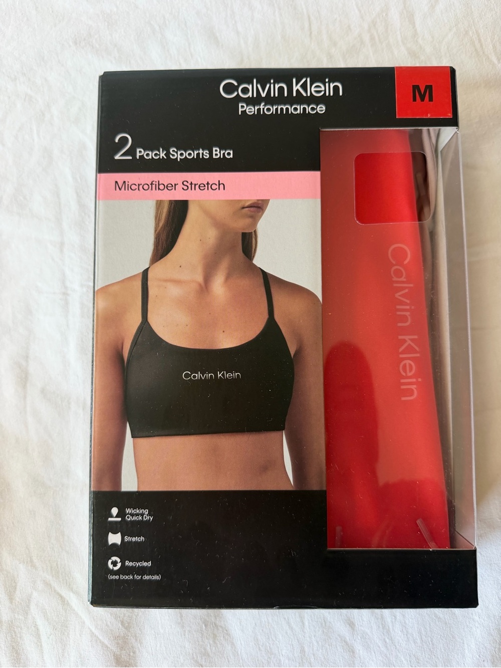 Calvin Klein 2-Pack Sports Bras in Black and Red